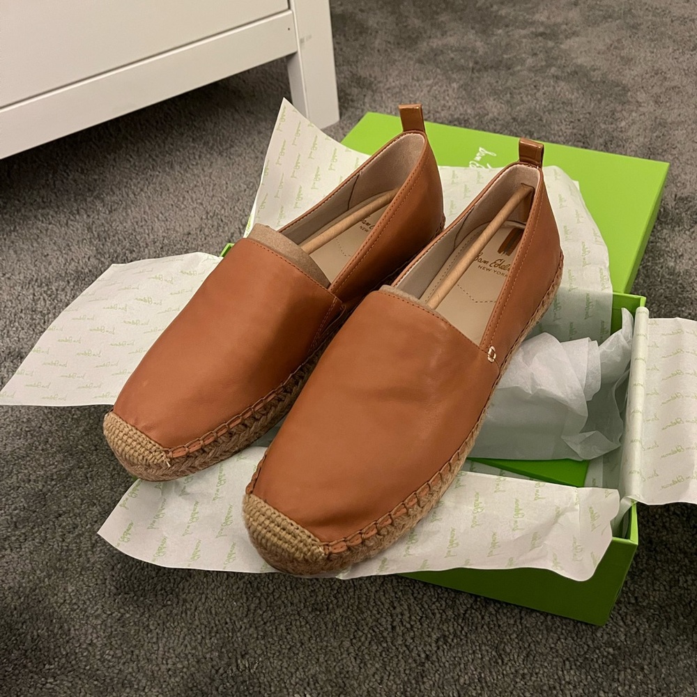 Sam Edelman Kenley Slip on Espadrille - Brown Leather, 9.5